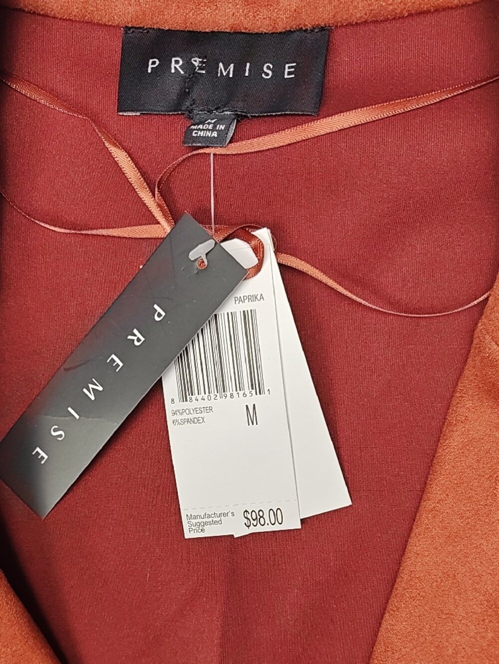Premise Women's Rust Faux Suede Blazer Longcoat Size Medium NWT - Picture 2 of 9